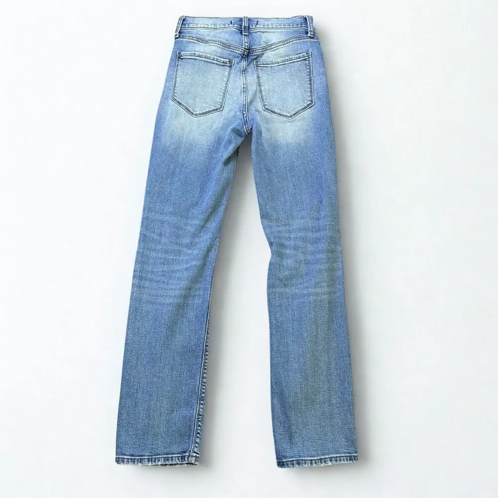 Willow + Root Rise Up Jeans Womens 26 Light Wash Distressed Straight Leg Stretch - Picture 2 of 9